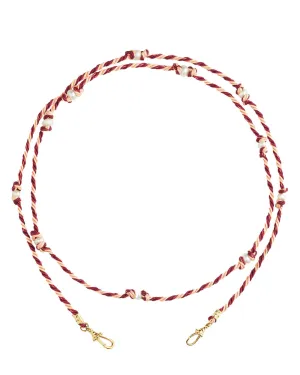 Mauli Burgundy and Beige Silky Pearl Long Cord