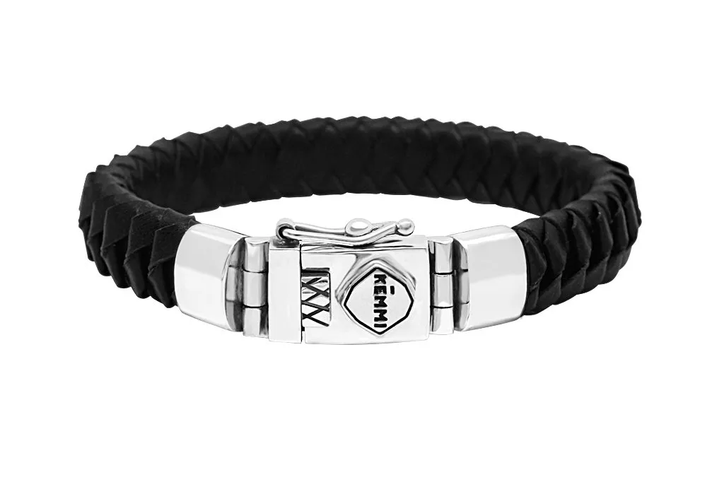 Men's Kai Black Leather Bracelet