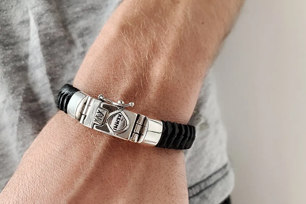 Men's Kai Black Leather Bracelet