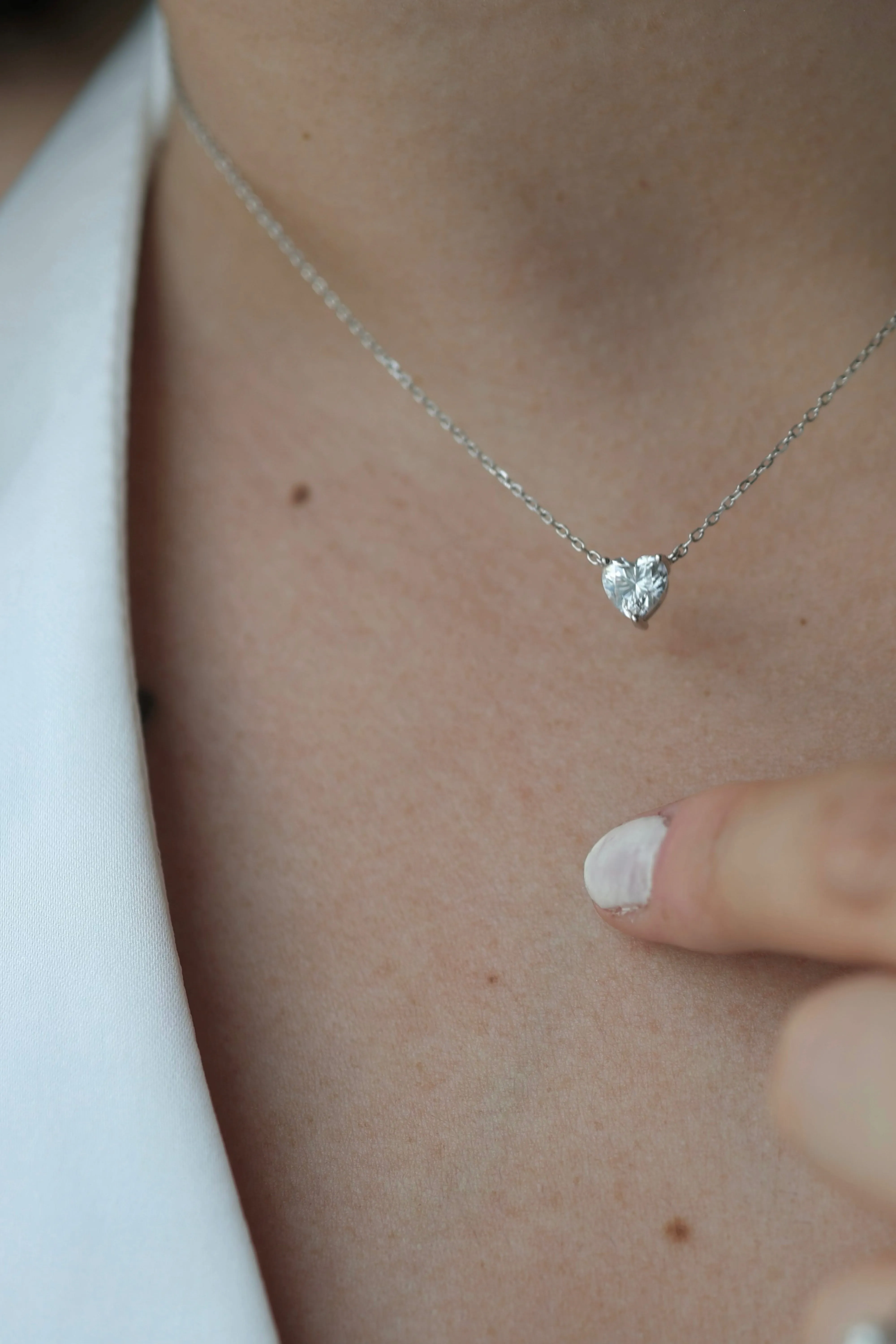 Mini Moissanite Heart Necklace