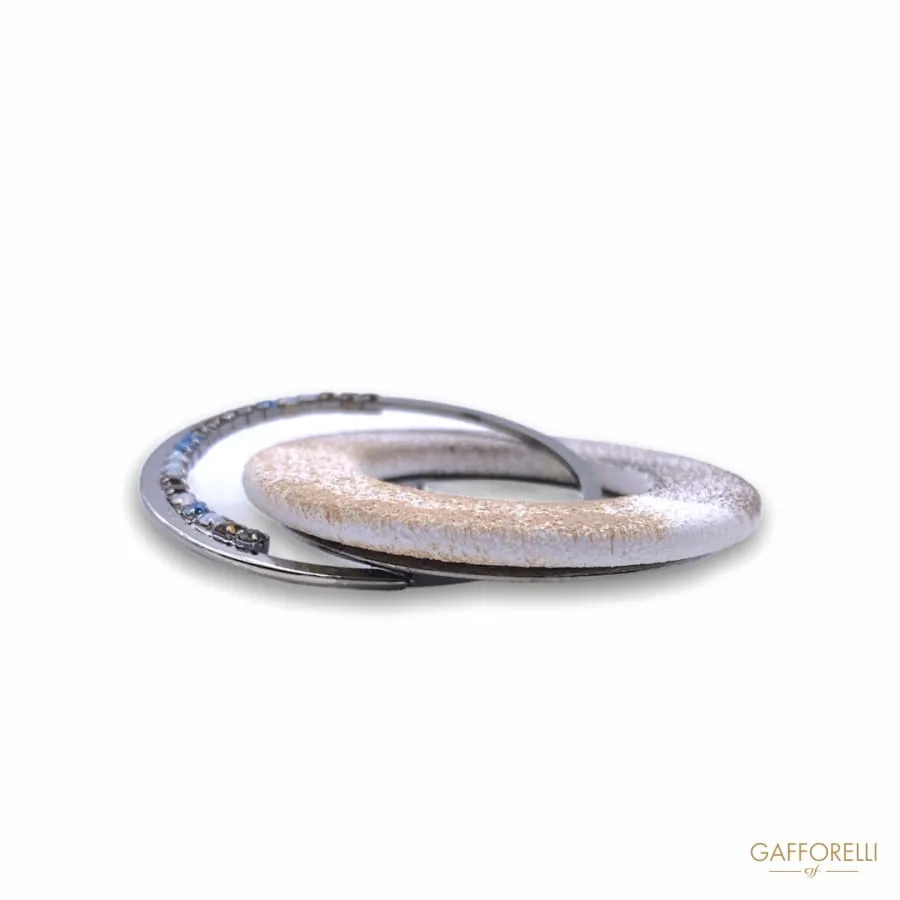 Modern Double Circle Brooch with Swarovski A372 - Gafforelli Srl