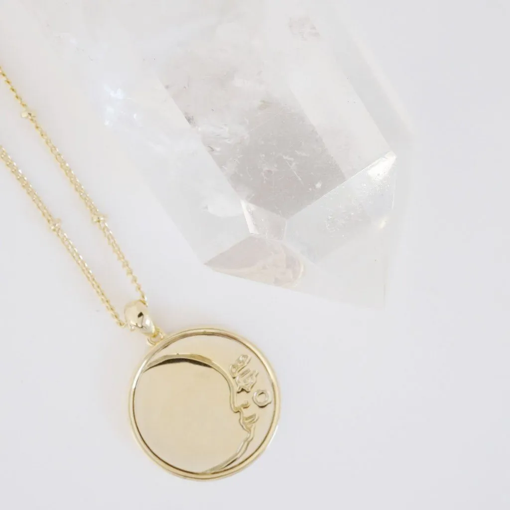 Moon Face Pendant Necklace