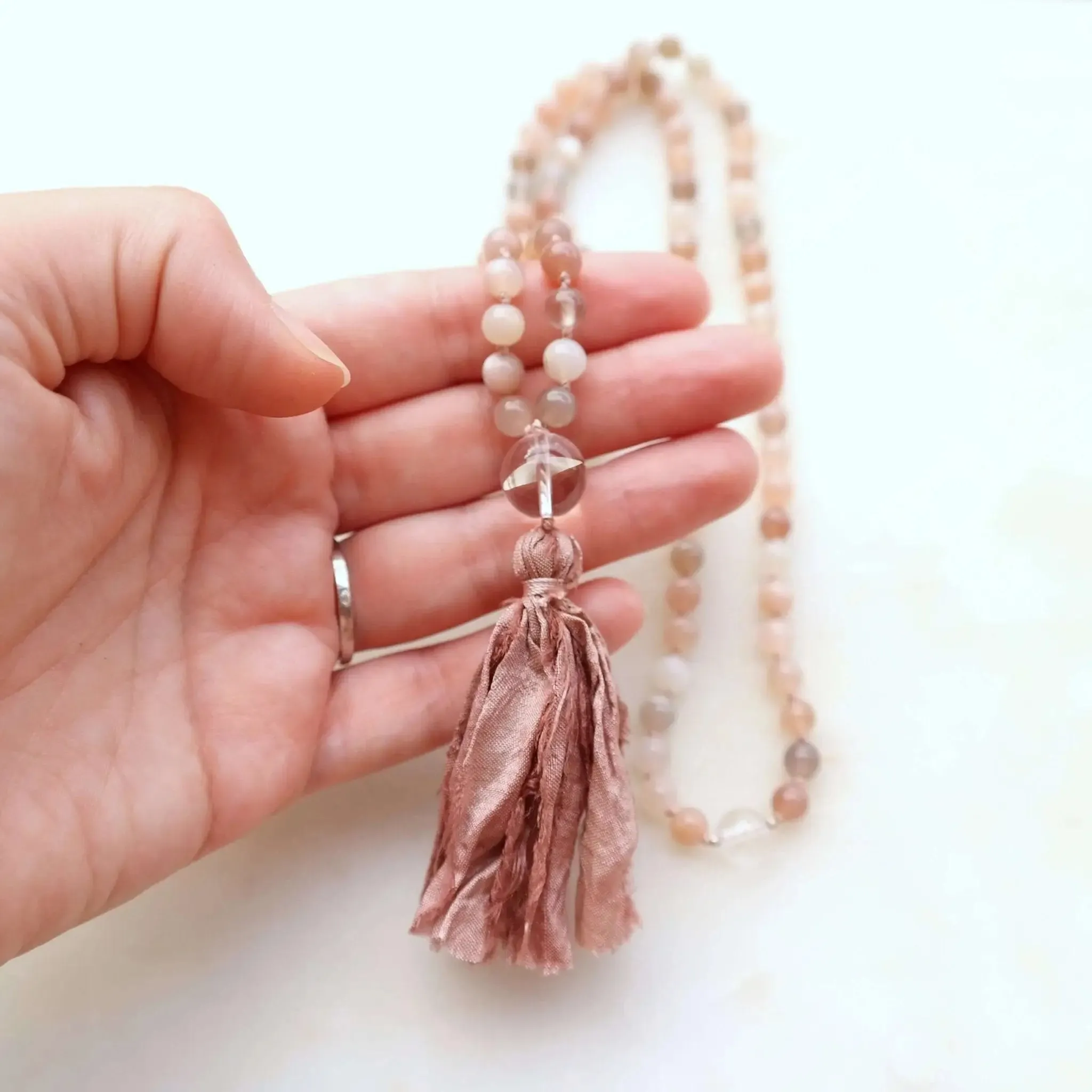 Moonstone Mala Beads - Femininity Mala Necklace