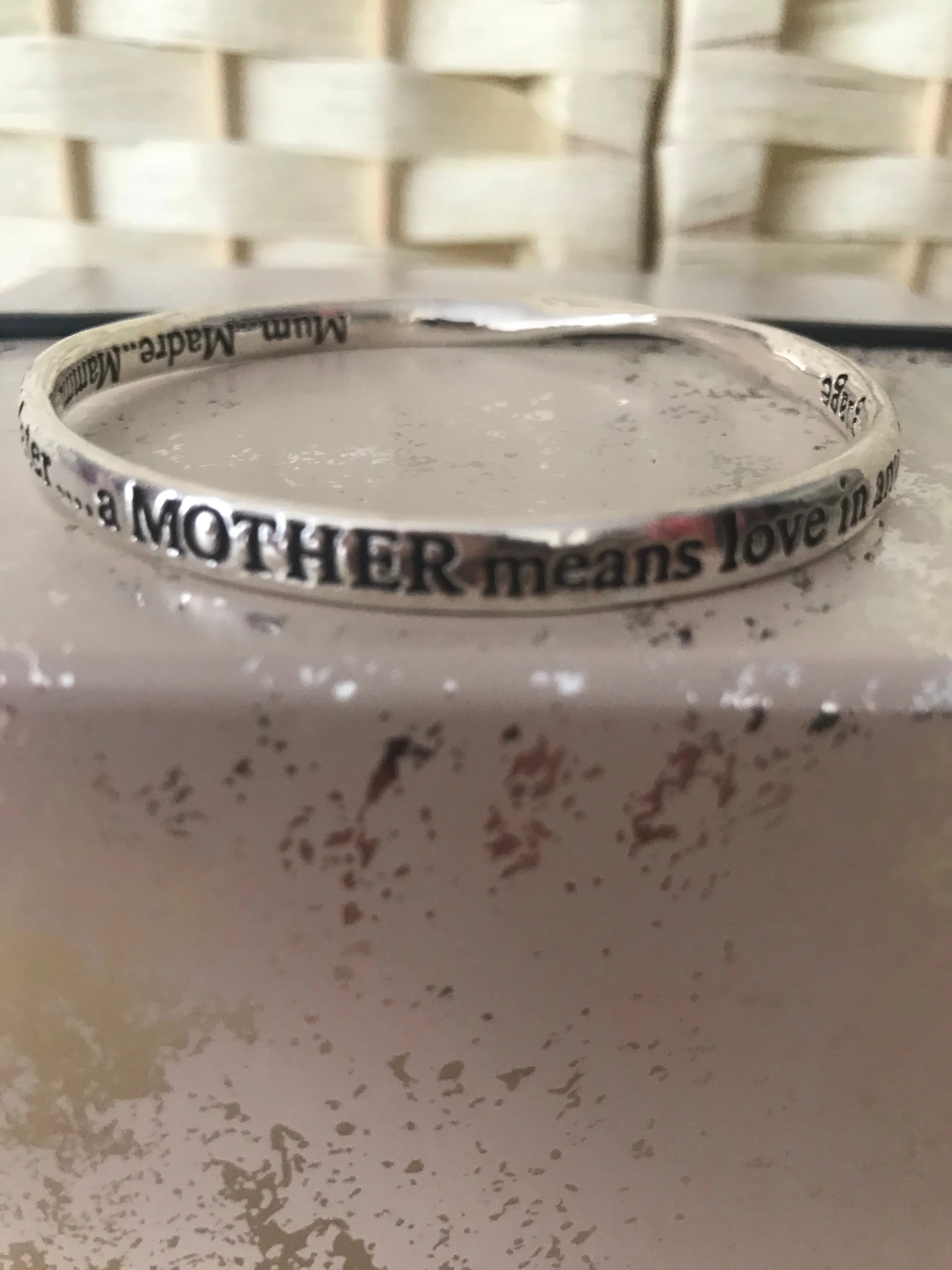 'Mother' Silver Bangle - Engraved Inside & Out