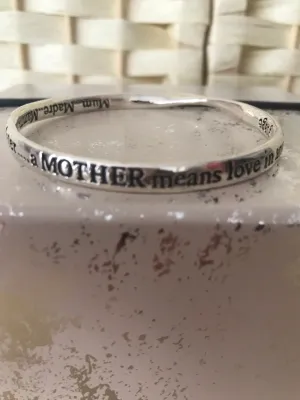 'Mother' Silver Bangle - Engraved Inside & Out