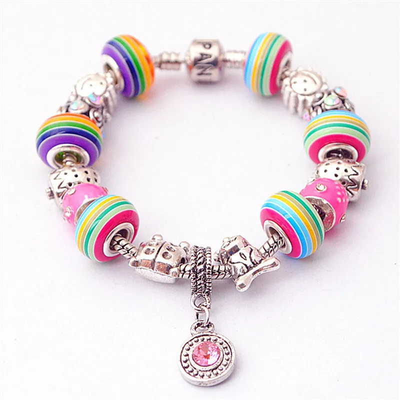 Multicolor handmade kids charm bracelets - Free Shipping to N.A.