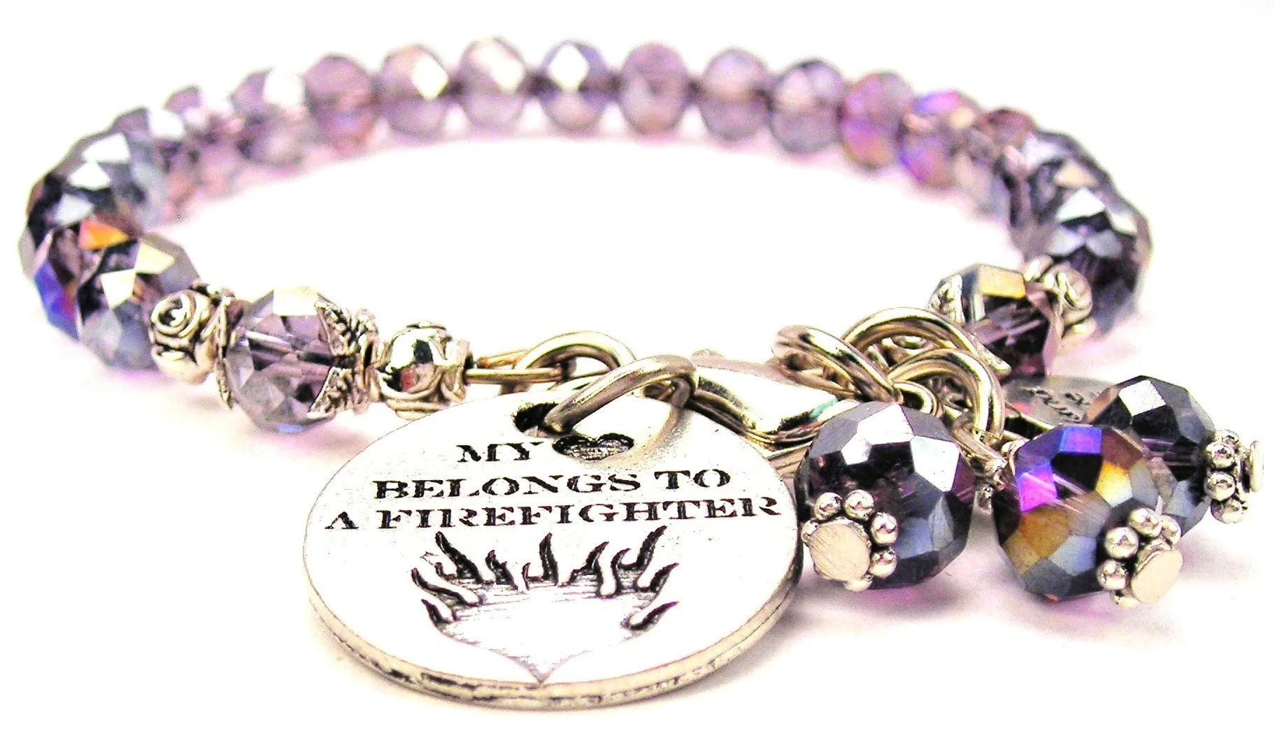 My Heart Belongs To A Firefighter Circle Splash Of Color Crystal Bracelet