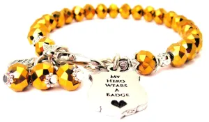 My Hero Wears A Badge Splash Of Color Crystal Bracelet