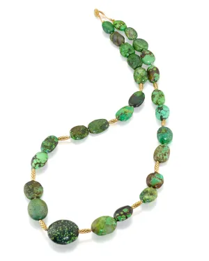 Natural Green Turquoise Crownwork Necklace