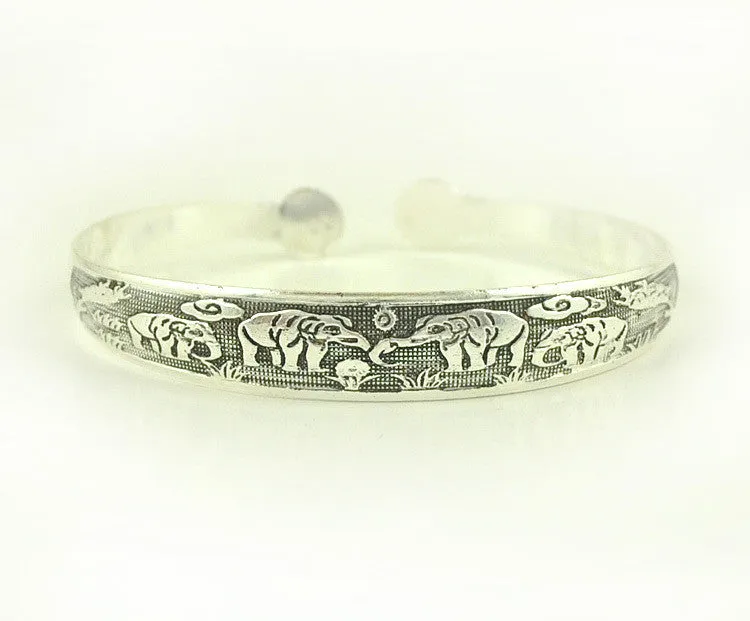 New Fashion Vintage Style Tibetan Silver Metal Carving Cuff Bracelets& Bangles For Women Dress