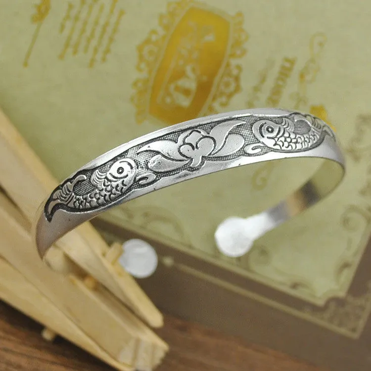 New Fashion Vintage Style Tibetan Silver Metal Carving Cuff Bracelets& Bangles For Women Dress