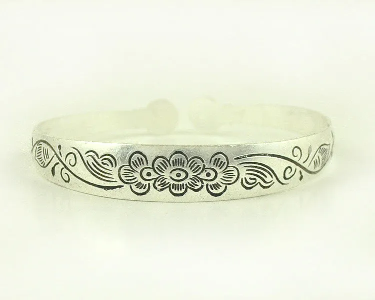 New Fashion Vintage Style Tibetan Silver Metal Carving Cuff Bracelets& Bangles For Women Dress