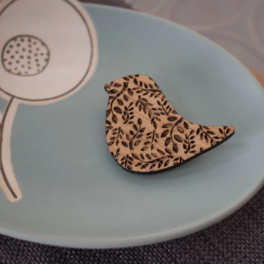 Oak Songbird Brooch