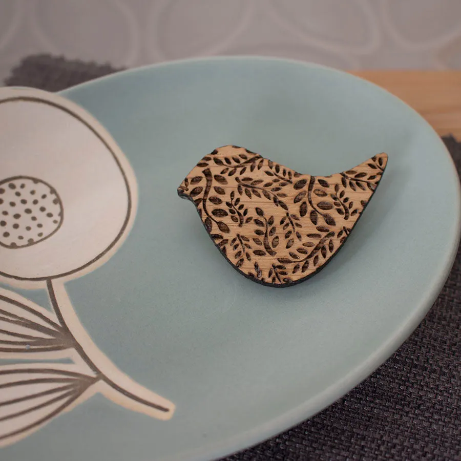 Oak Songbird Brooch