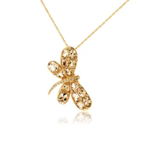 Oval Cluster Morganite and Diamond Butterfly Pendant