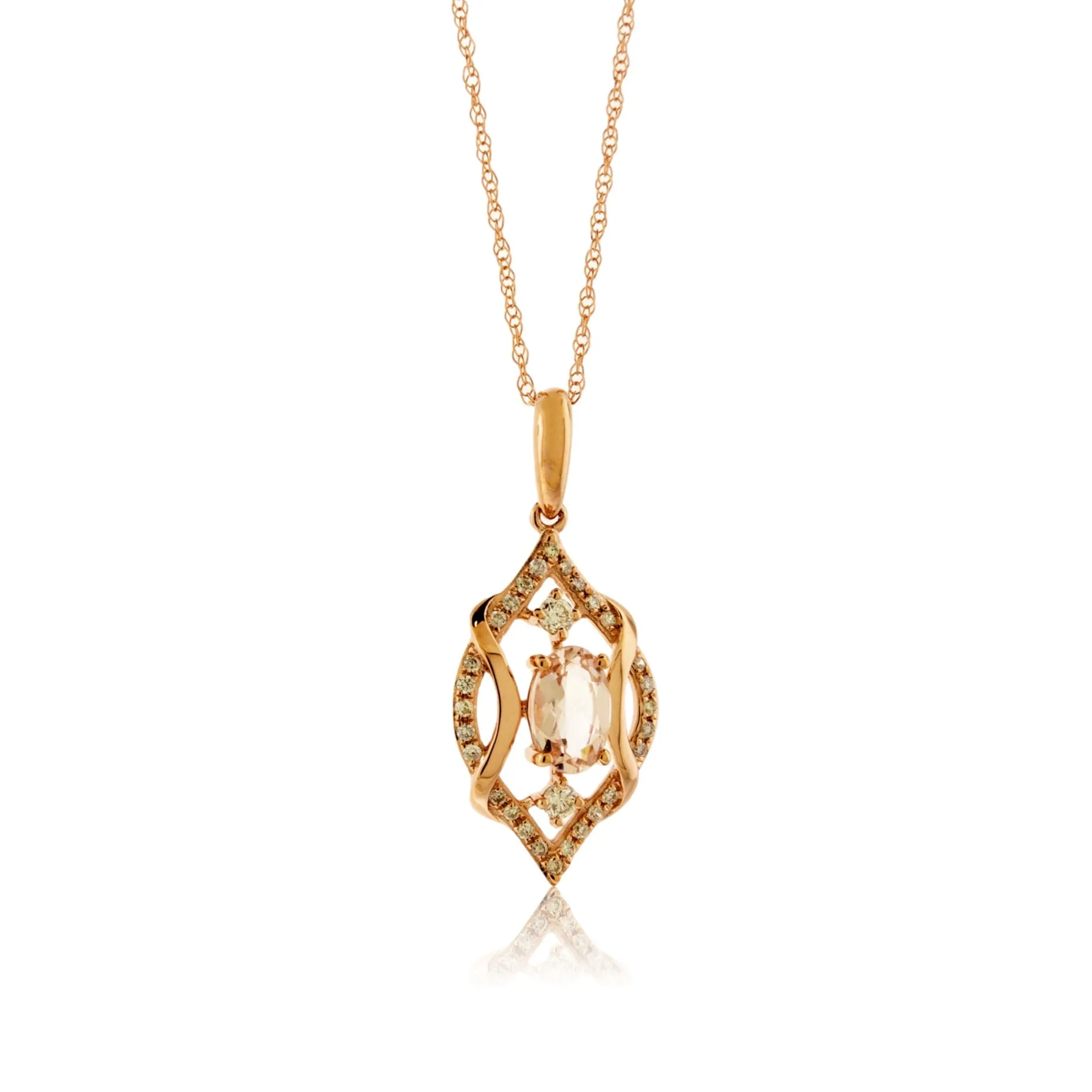 Oval Morganite and Diamond Accented Pendant