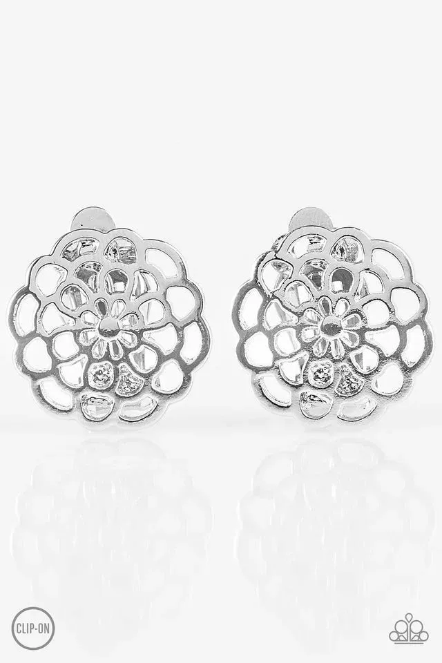 Paparazzi Earring ~ Carefree Carnation - Silver