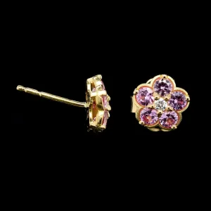 Paul Morelli 18K Yellow Gold Estate Pink Sapphire and Diamond Wild Child Earrings