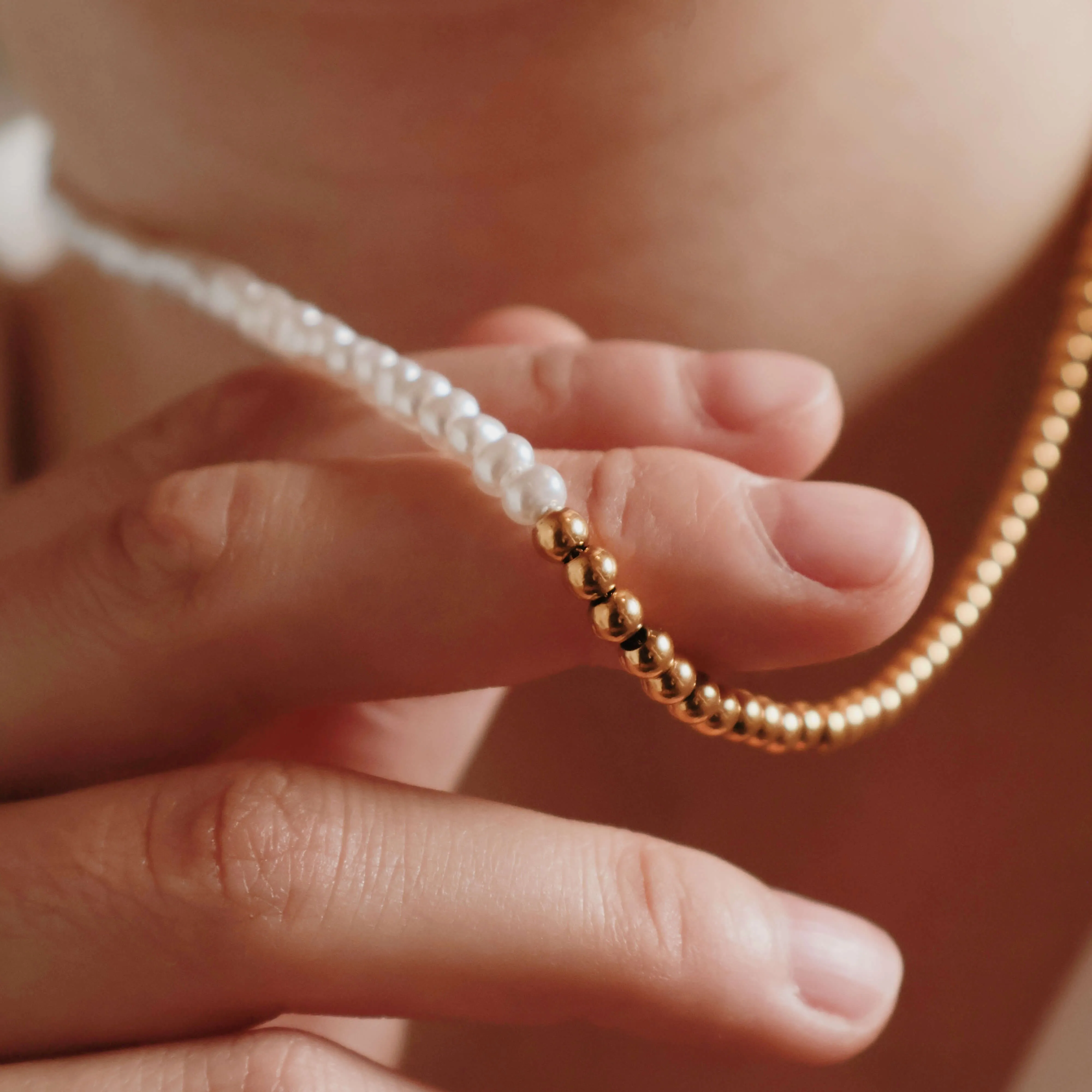 Pearl and Gold Bead Necklace