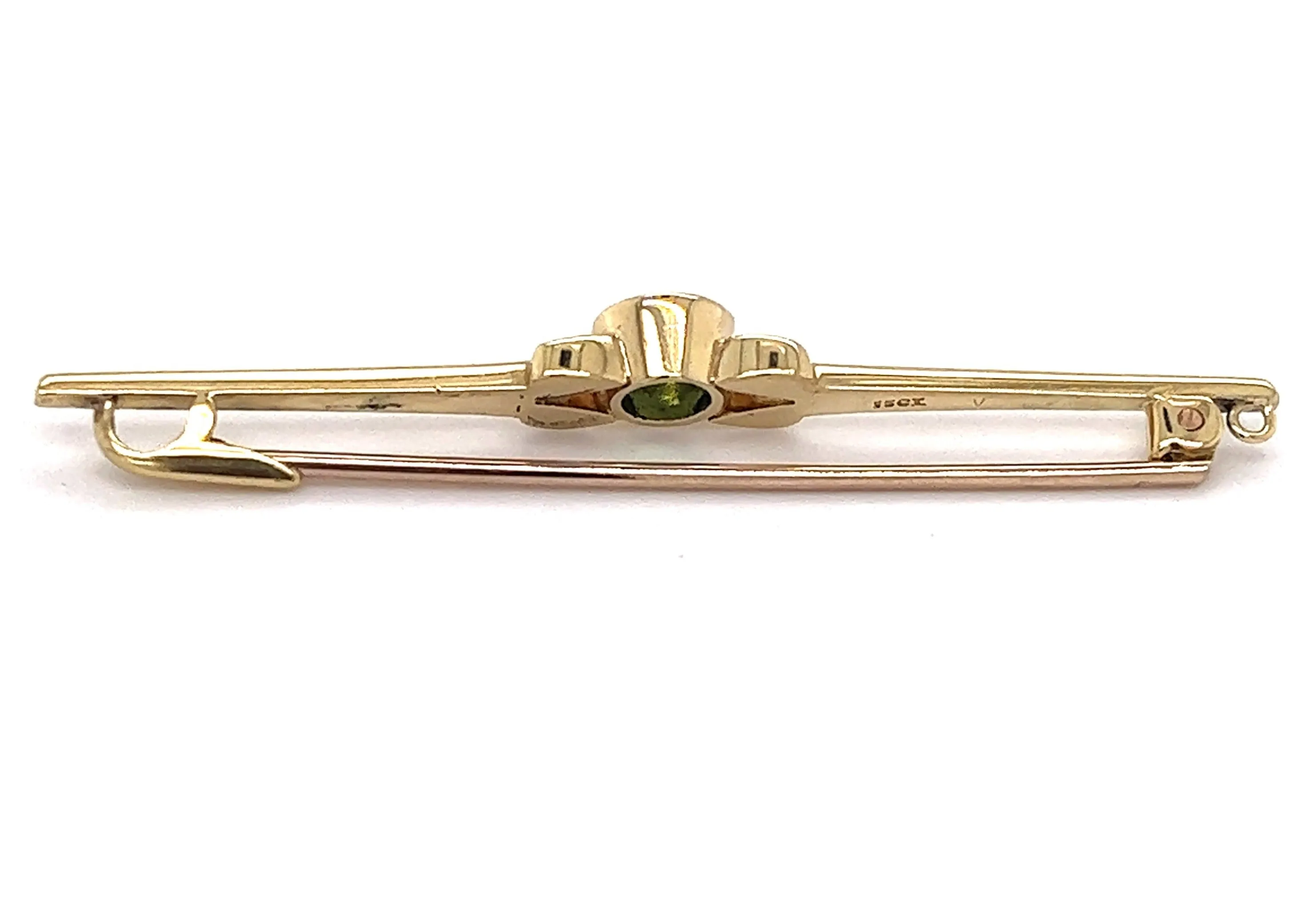 Peridot 15ct Yellow Gold Bar Brooch