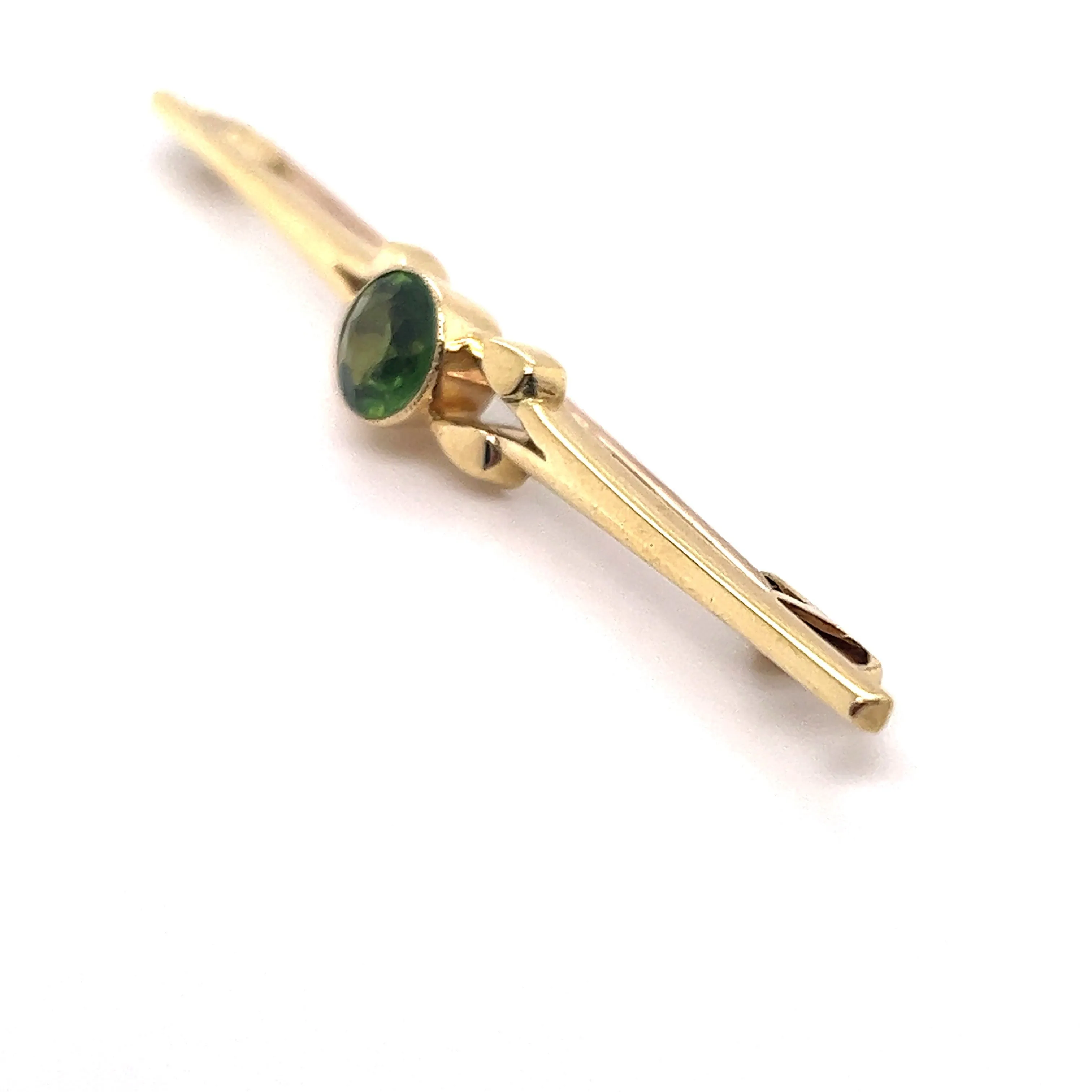 Peridot 15ct Yellow Gold Bar Brooch