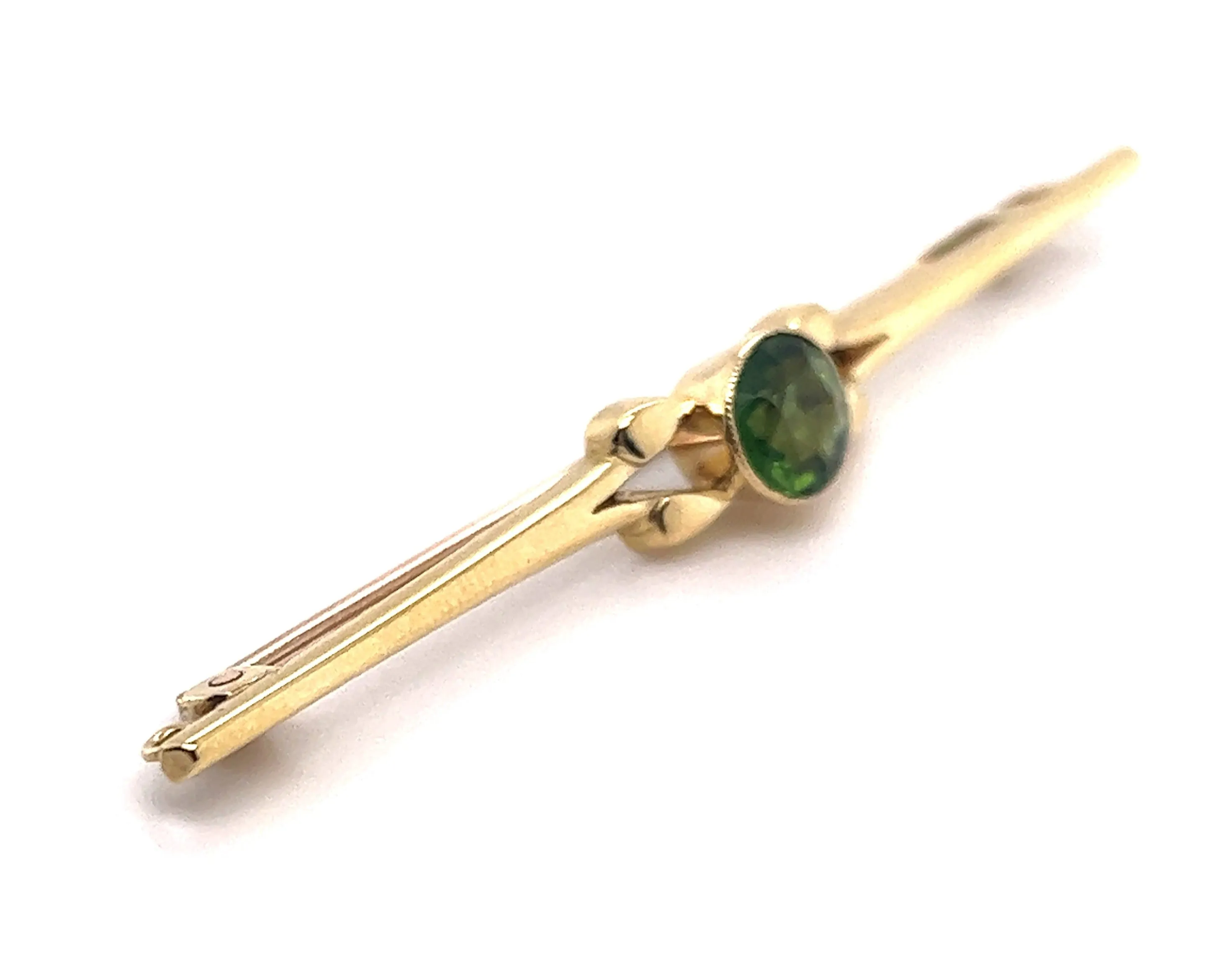 Peridot 15ct Yellow Gold Bar Brooch