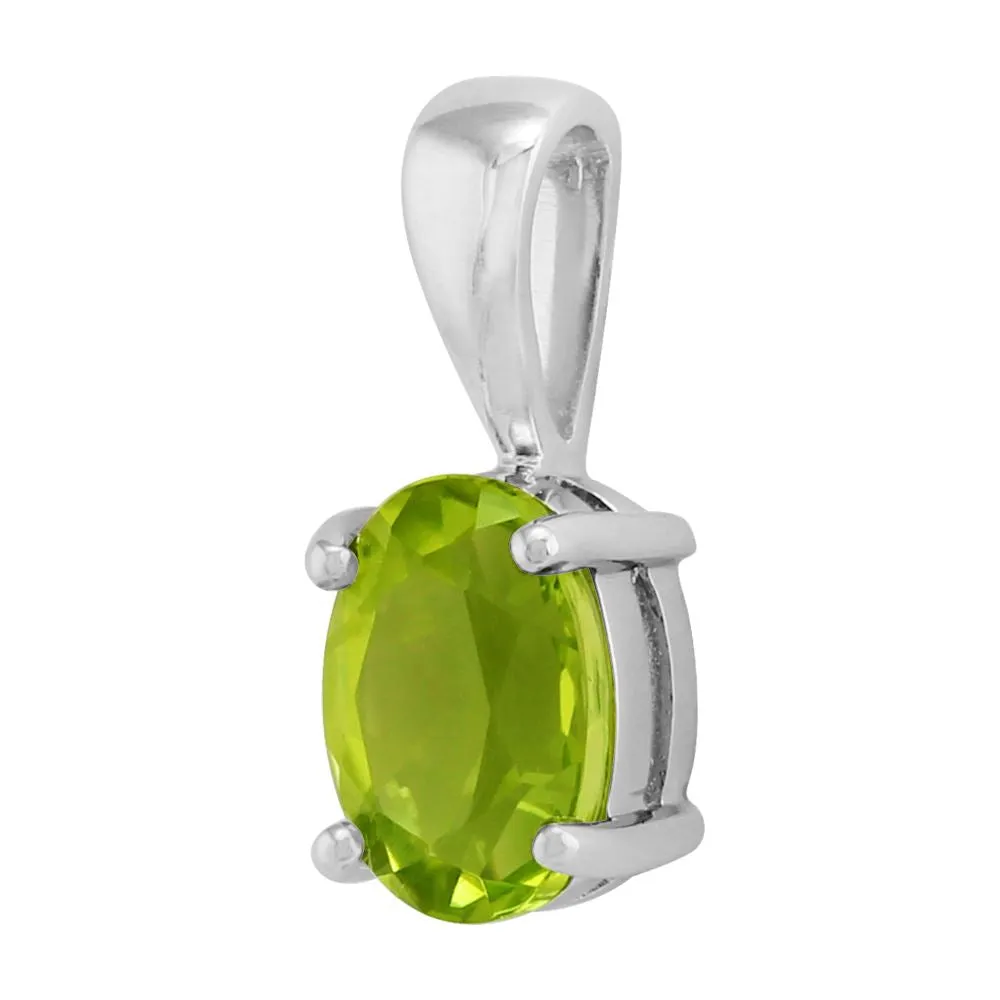 Peridot Halskette in 9ct Weiß Gold