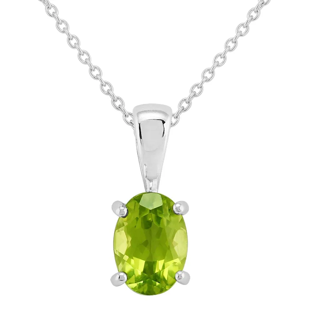 Peridot Halskette in 9ct Weiß Gold