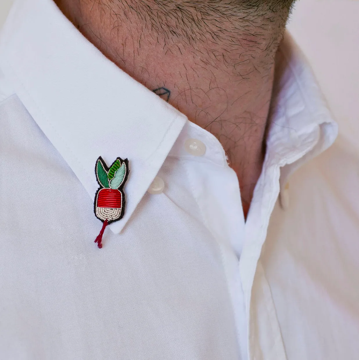 Petit Radish Embroidered Pin