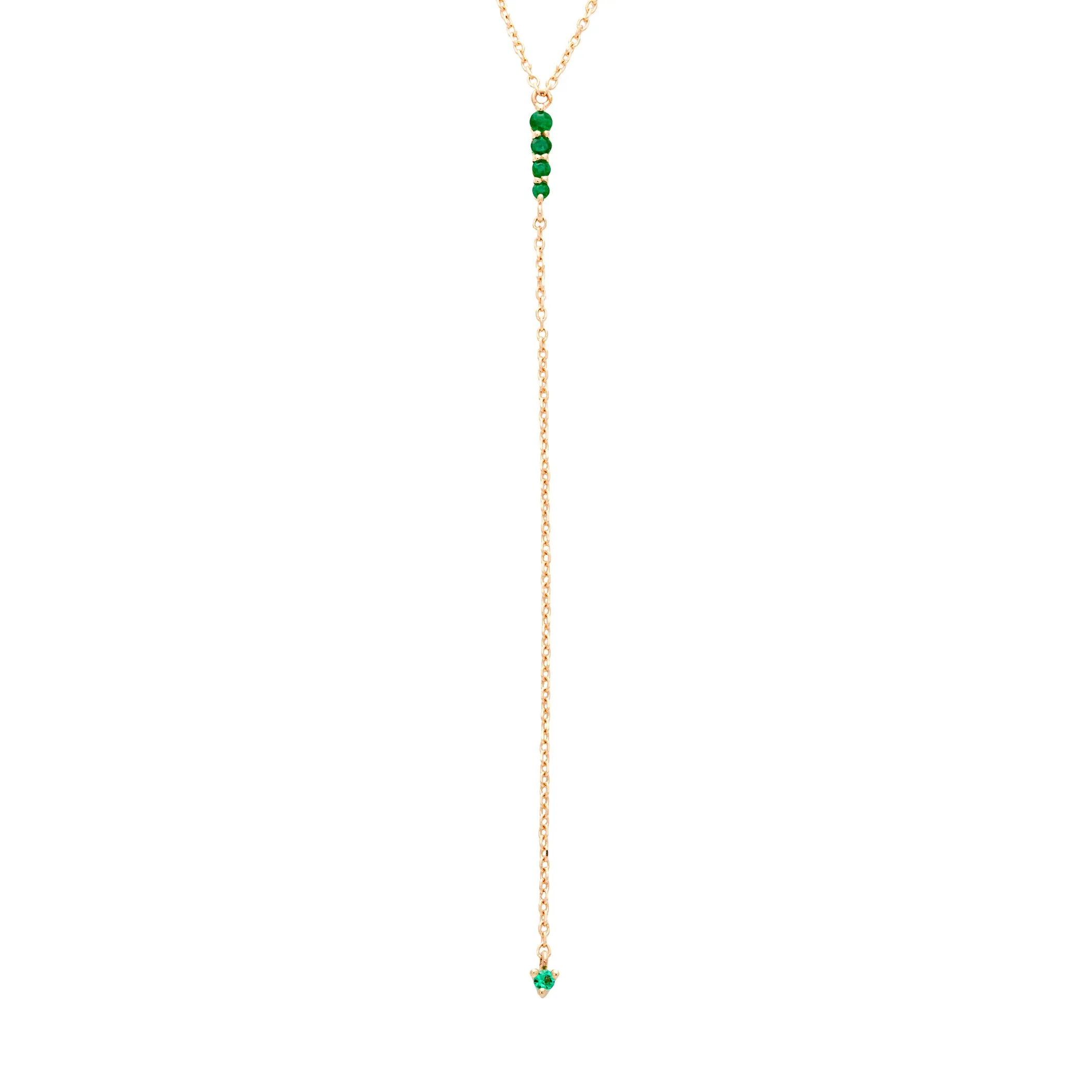 Pointe Y Necklace - 14k Gold & Emeralds