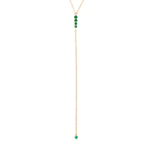 Pointe Y Necklace - 14k Gold & Emeralds