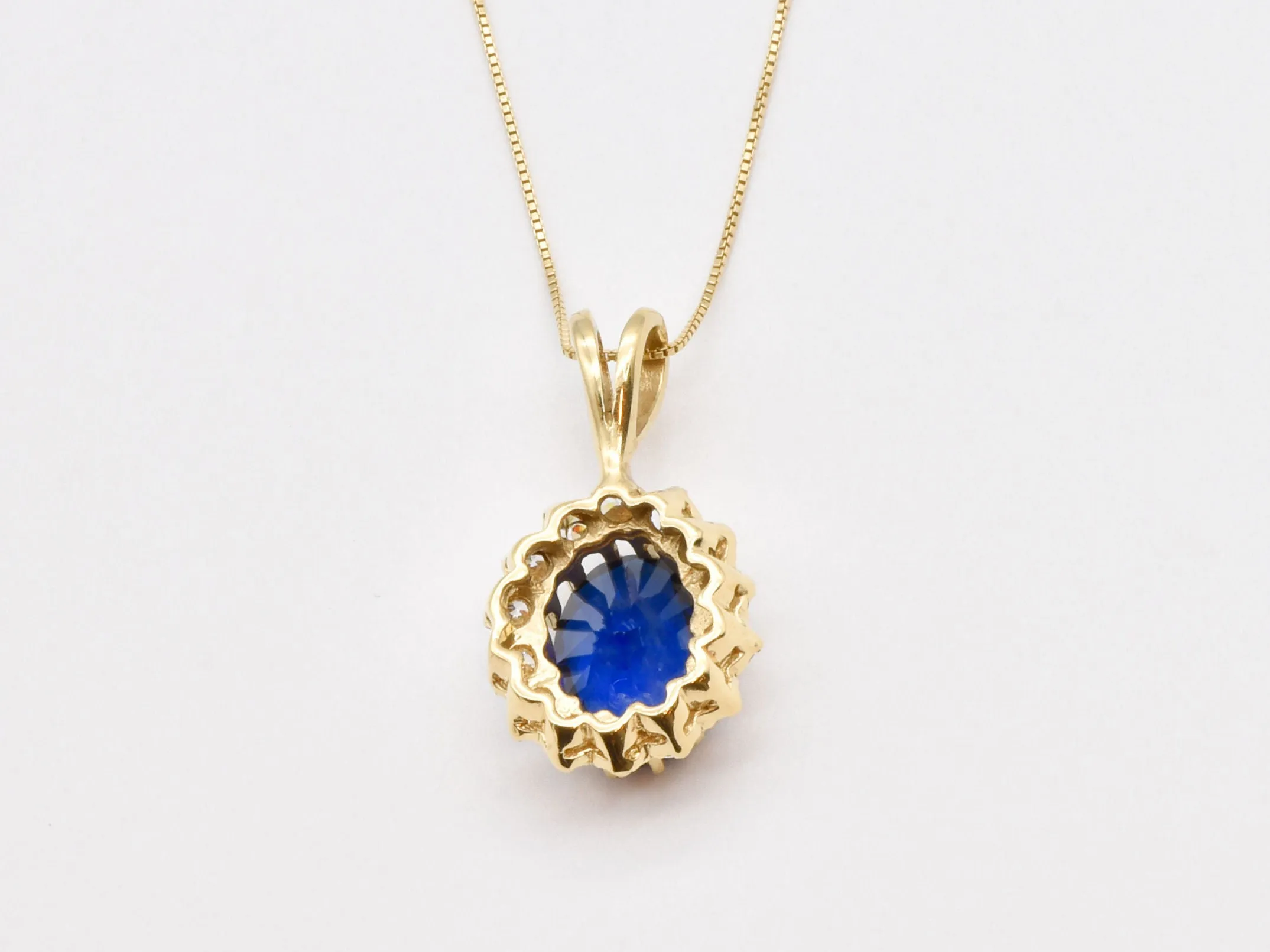 Princess Diana Necklace - Blue Vintage Pendant - Gold Sapphire Pendant