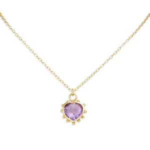 Purple Amethyst Set Heart Necklace