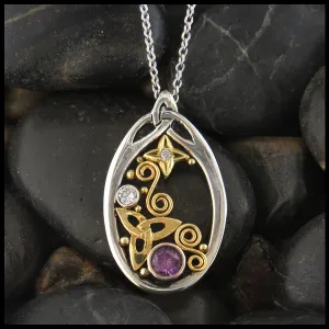 Purple Sapphire and Diamond Pendant in Gold