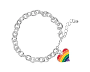 Rainbow Heart Gay Pride Charm Bracelets