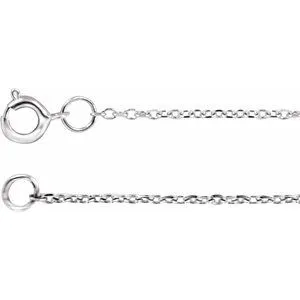 Rhodium-Plated Sterling Silver 1 mm Adjustable Diamond-Cut Cable 6 1/2-7 1/2" Chain