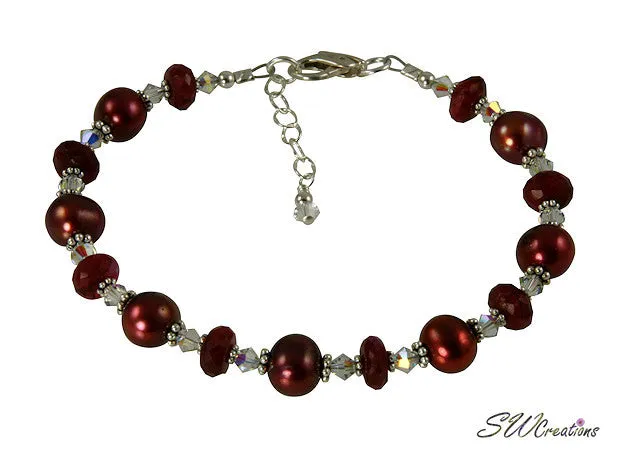 Ruby Moonstone Gemstone Pearl Bracelet