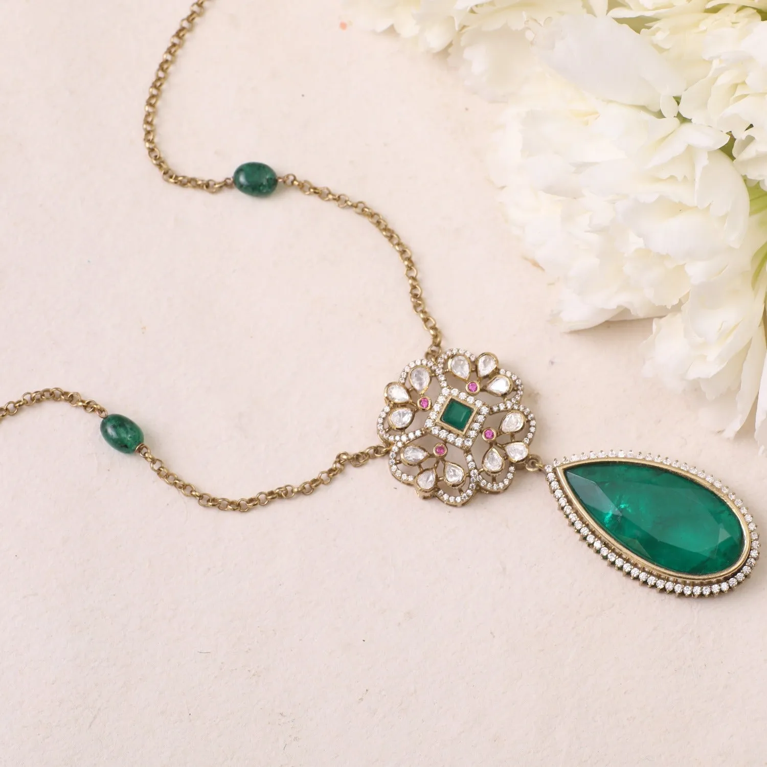 Saira Moissanites and Gemstone Pendant Necklace