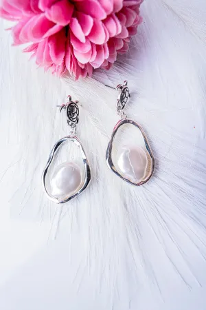 SALE! Pearl Cove Silvertone Turtle Drop Earrings