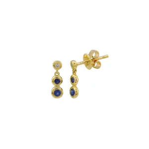 SAPPHIRE AND DIAMOND BEZEL TRIO DROP EARRINGS