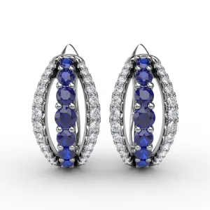 Sapphire and Diamond Hoop Earrings