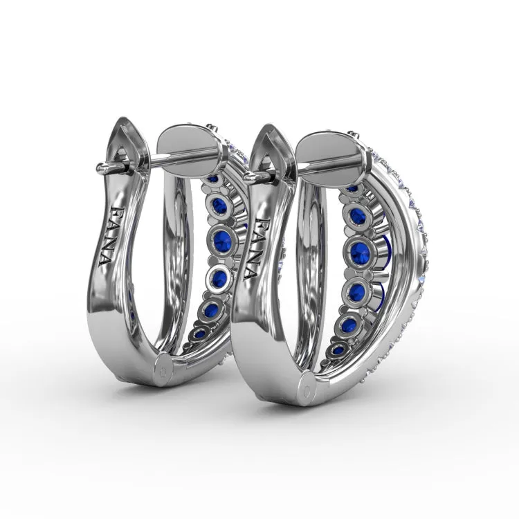 Sapphire and Diamond Hoop Earrings