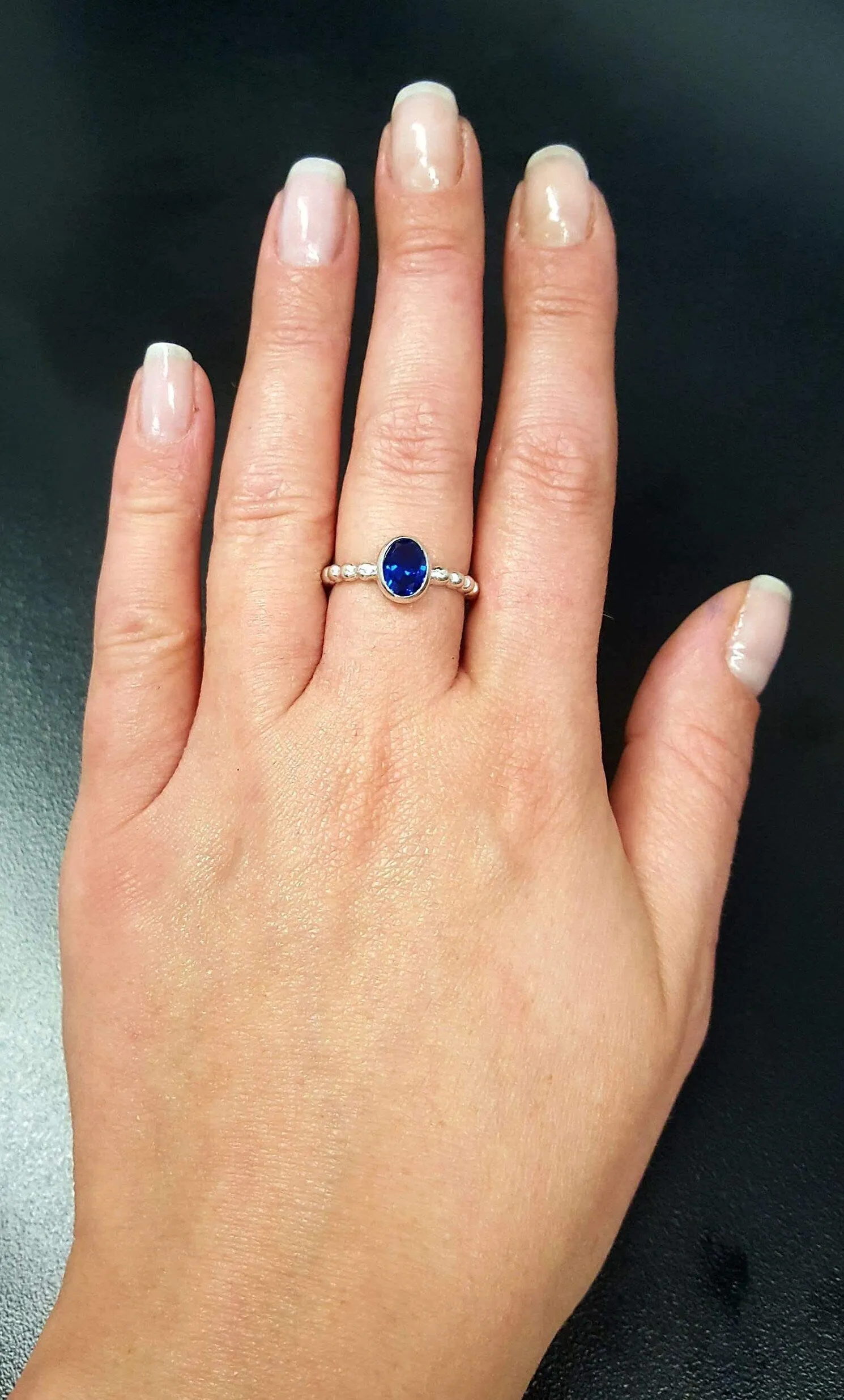 Sapphire Bezel Ring - Blue Solitaire Ring - Sapphire Promise Ring