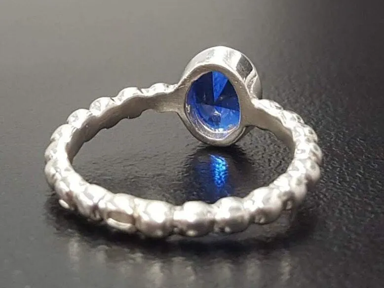 Sapphire Bezel Ring - Blue Solitaire Ring - Sapphire Promise Ring