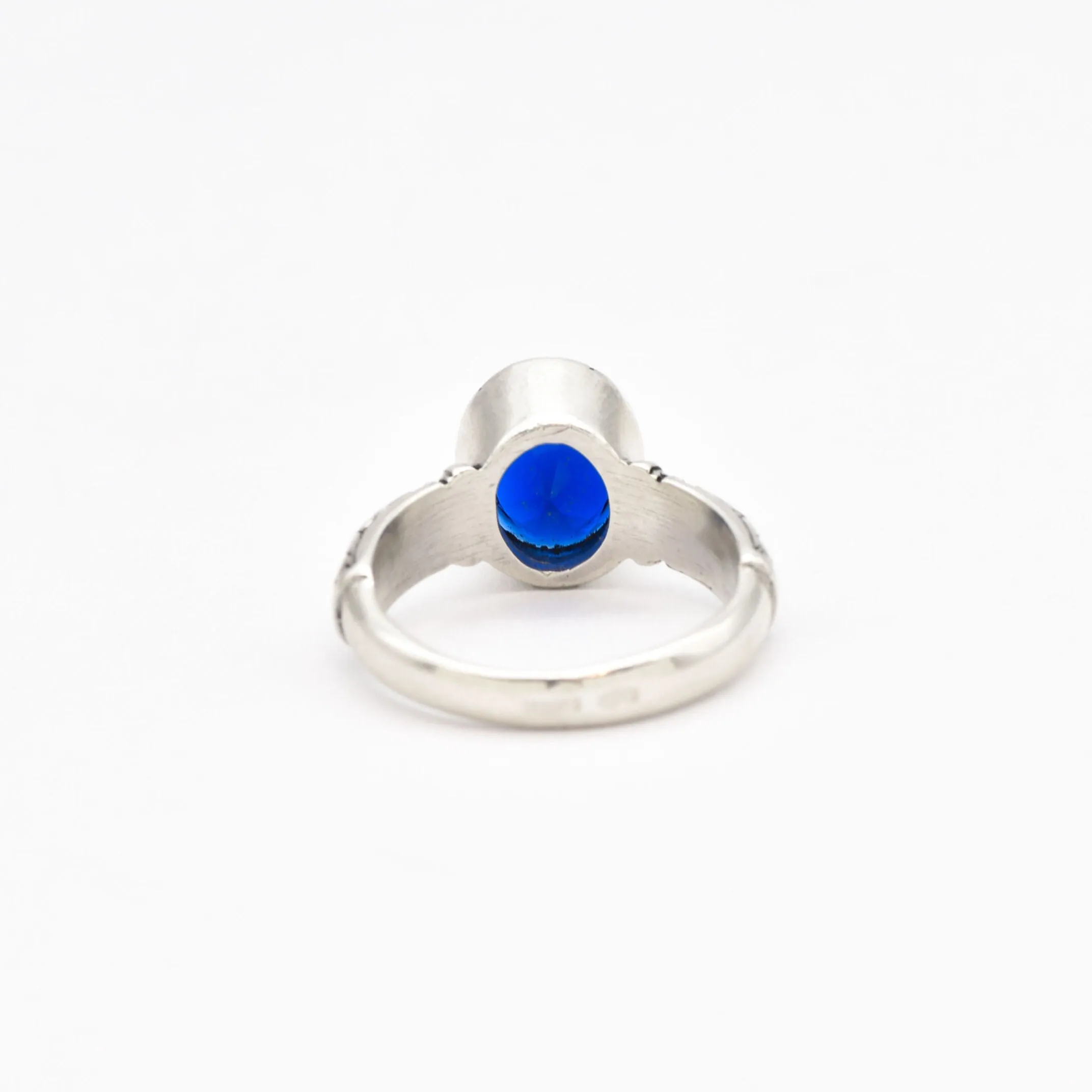 Sapphire Silver Ring - Blue Boho Ring - Solitaire Sapphire Ring