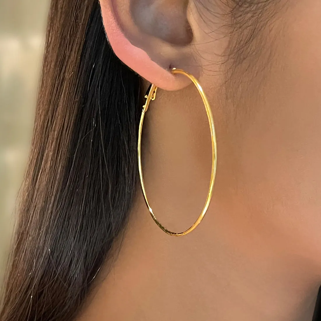 Set Of 3 Gold-Toned & Black Beaded Hoop Earrings