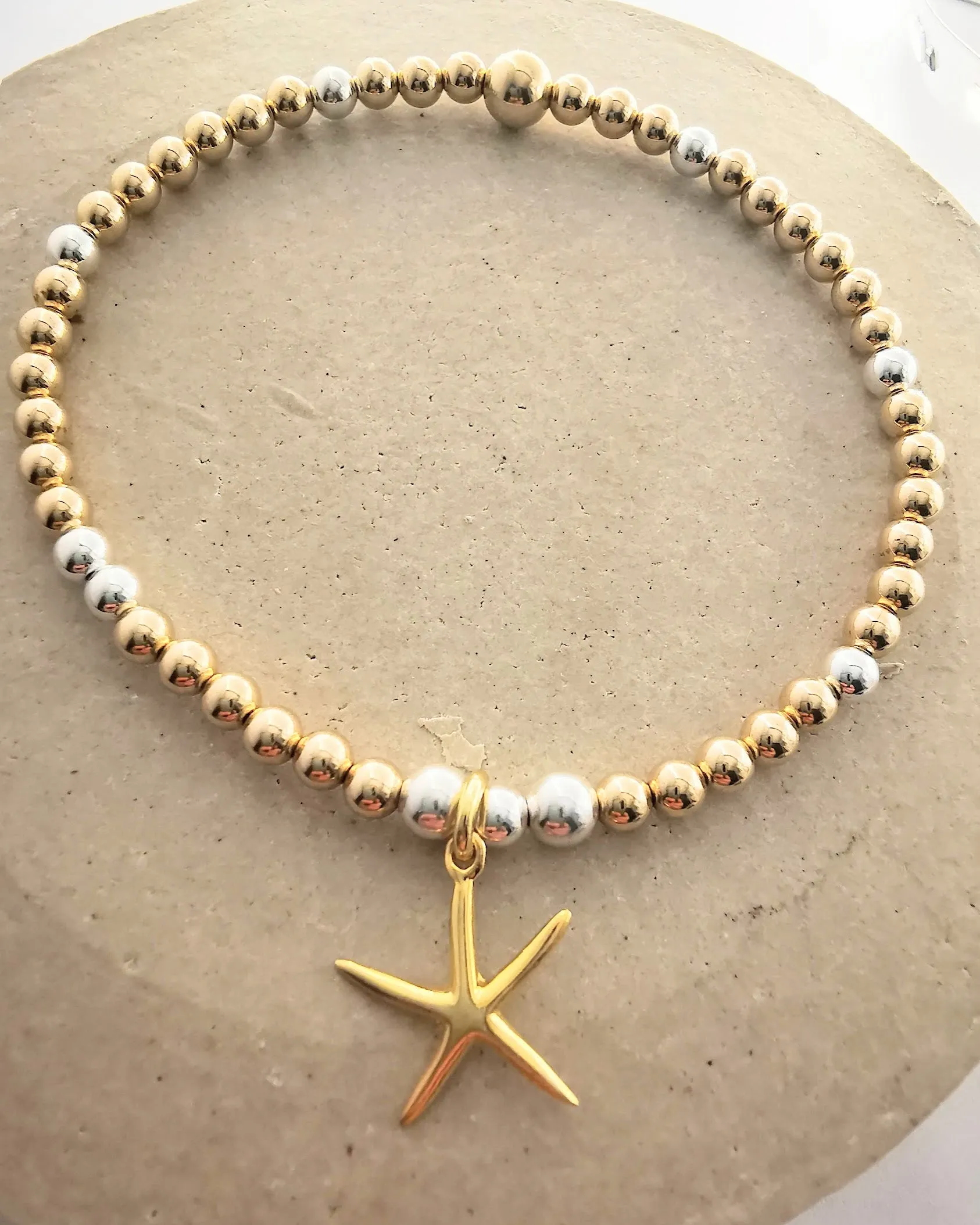 SIENNA - Sterling Silver and Gold Starfish Bead Bracelet