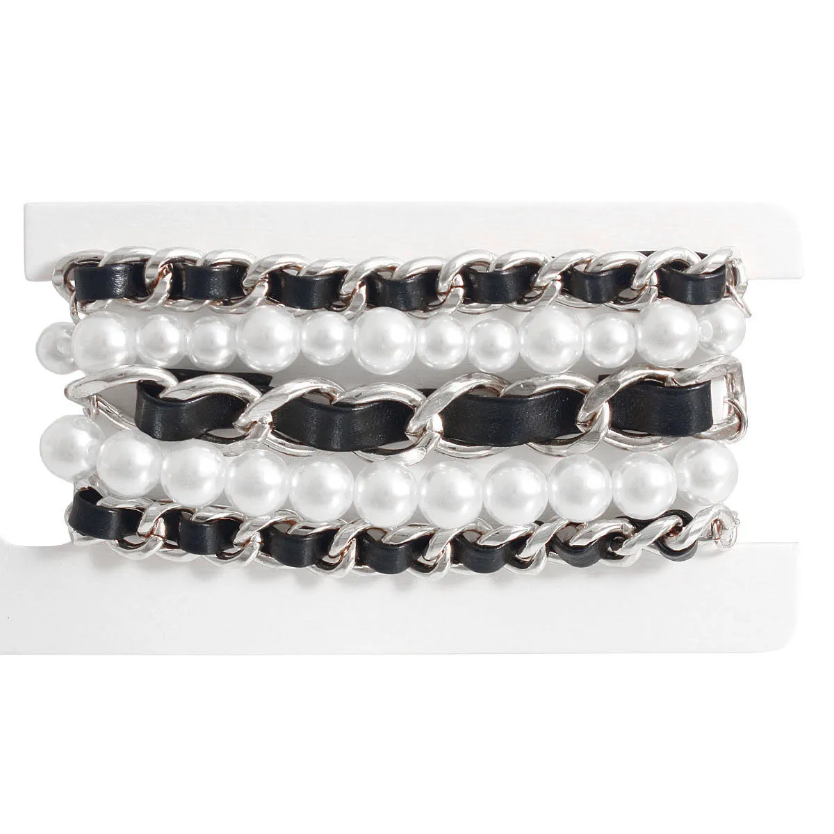 Silver Chain Pearl 5 Pcs Bracelets