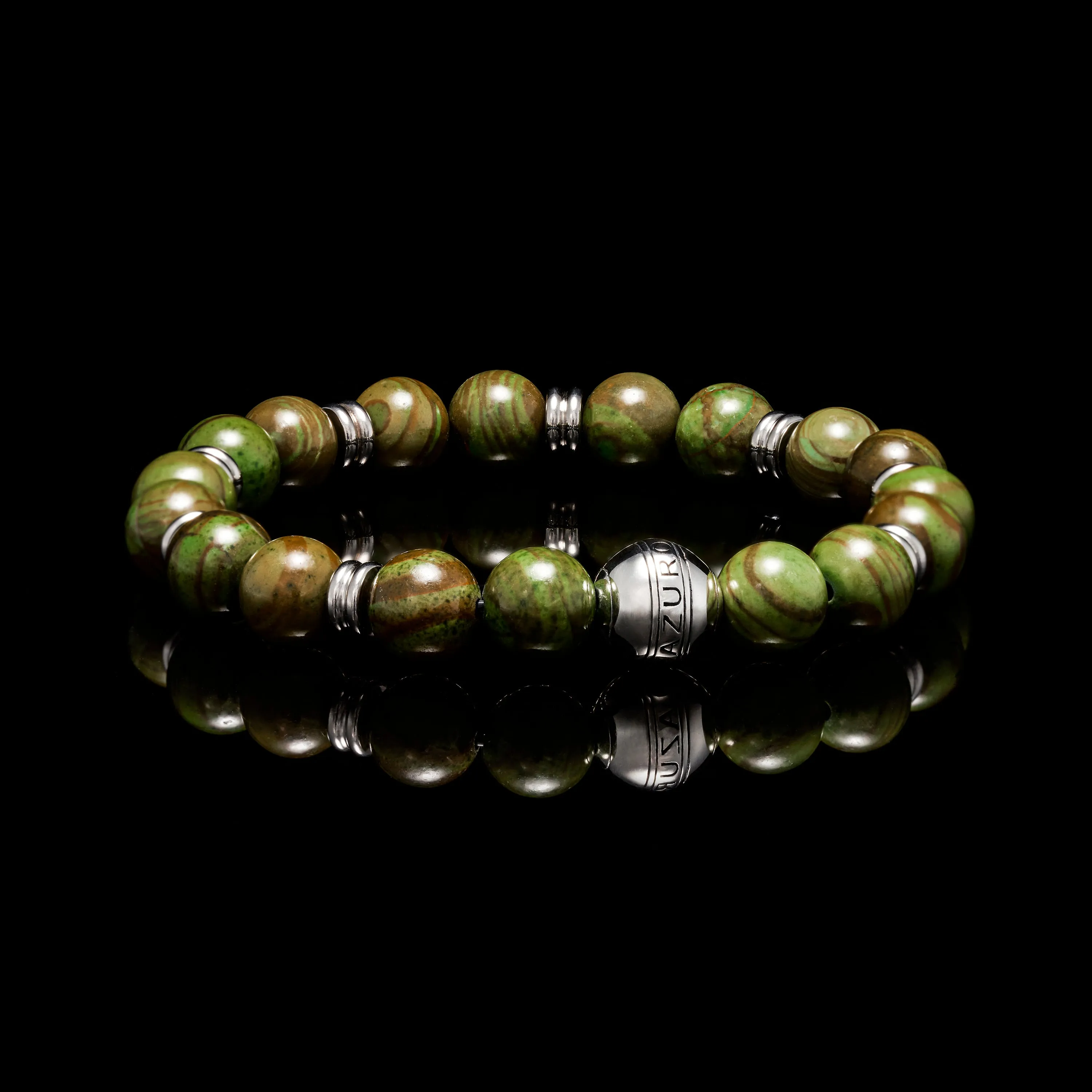 Silver Green Jasper Chakra Bracelet