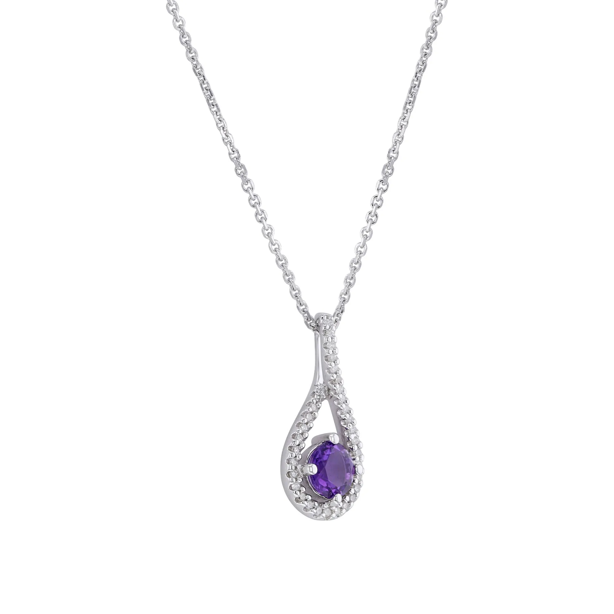 Silver Limitless Amethyst & Diamond Necklace